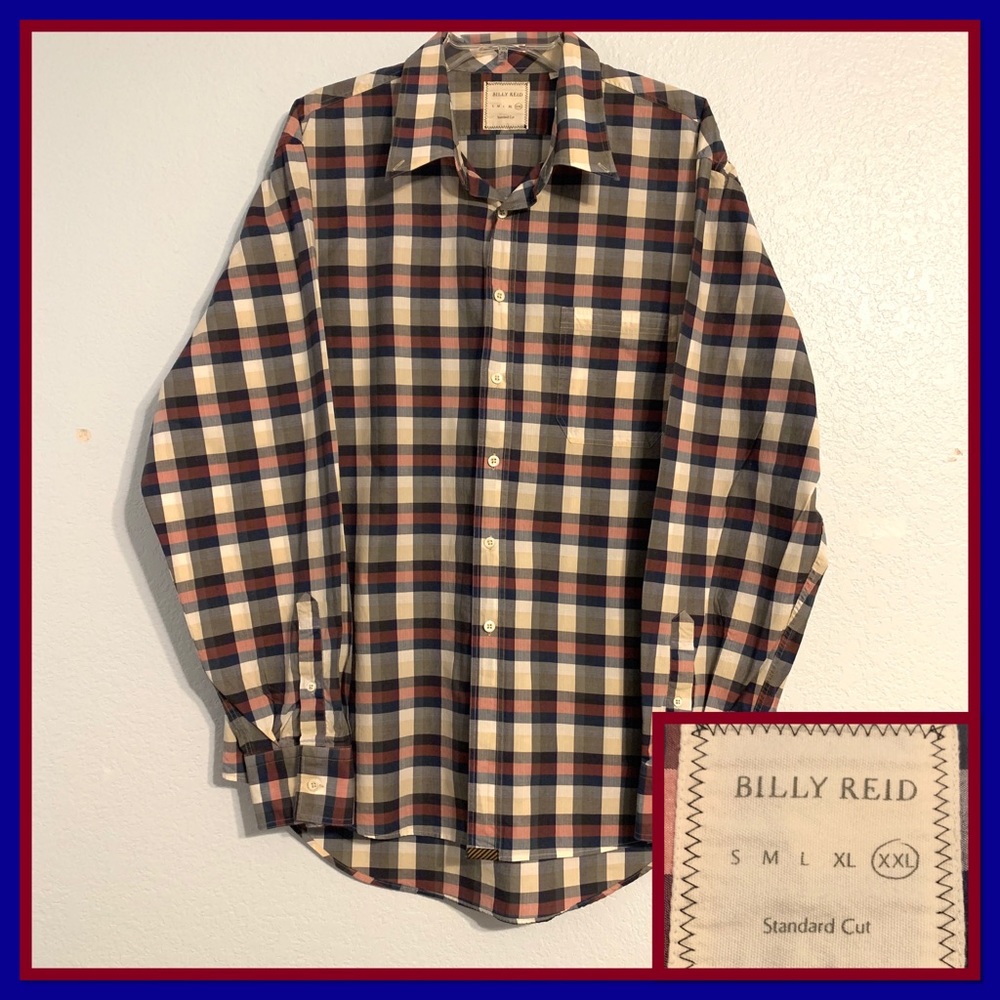 Billy Reid Plaid Button Down Long Sleeve Shirt XXL